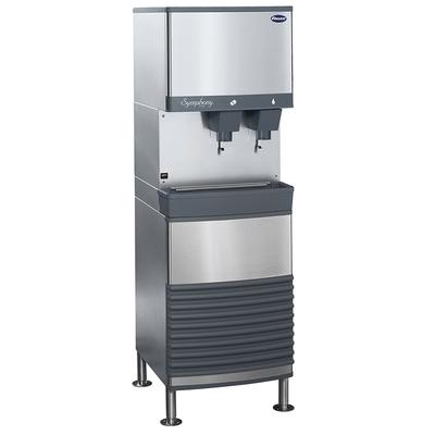 Follett 25FB425A-L Symphony Plus 425 lb Floor Model Nugget Ice & Water Dispenser for Commercial Ice Machines - 25 lb Storage, Cup Fill, 115v, Lever Dispensing, Stainless Steel