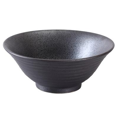 Yanco DB-3108 45 oz Diamond Black Ramen Bowl - Porcelain, Black