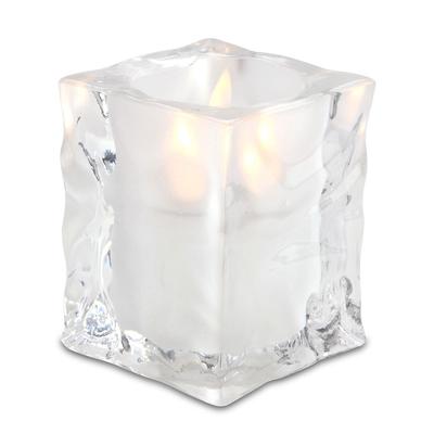Sterno 80140 Joule Candle Lamp - 3 1/8"L x 3 1/8"W x 4"H, Glass, Frost, White