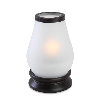 Sterno 80384 Draper Candle Lamp - 4 1/8"D x 7 1/4"H, Frost Glass/Wood, White