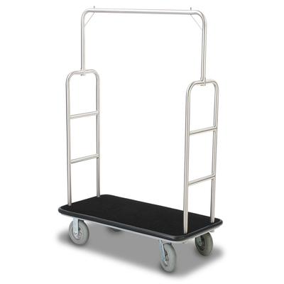 Forbes Industries 2497 Economy Luggage Cart w/ Carpeted Deck - 48"L x 24"W x 70 1/2"H, Brushed Steel, Stainless Steel