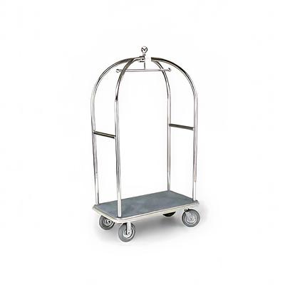 Forbes Industries 2519-SS Birdcage Luggage Cart w/ (2) Push Bars & Carpeted Deck - 43