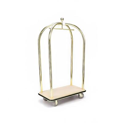 Forbes Industries 2520 Birdcage Luggage Cart w/ Carpeted Deck - 43"L x 24"W x 78"H, Polished Steel, Chrome