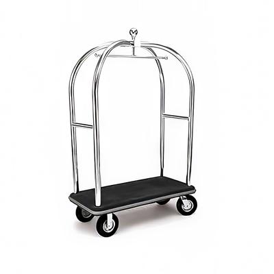 Forbes Industries 2537-DT Birdcage Luggage Cart w/ (2) Push Bars & Carpeted Deck - 48