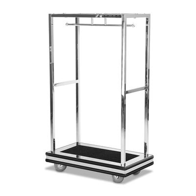 Forbes Industries 2545DB Luggage Cart w/ Hanger Bar - 44"L x 25 1/2"W x 72"H, Polished Steel, Stainless Steel