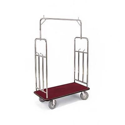 Forbes Industries 2549-SS Luggage Cart w/ Carpeted Deck - 48 1/2"L x 23 1/2"W x 75"H, Brushed Steel, Stainless Steel