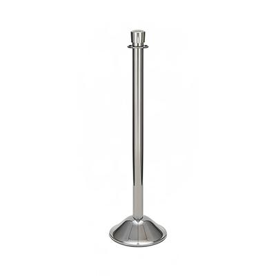 Forbes Industries 2731 39"H Crowd Control Stanchion w/ Hook Ring & Drum Top - Polished Stainless Steel