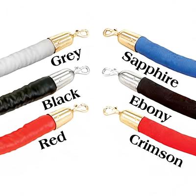 Forbes Industries 2784-6 6 ft Velour Rope w/ Brushed Stainless Steel Snap Hooks, Silver