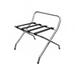 Forbes Industries 800-SS Steel Luggage Rack w/ Poly Straps & Back Bar - 24"W x 21"D x 24 1/2"H, Brushed Steel Tube, Stainless Steel