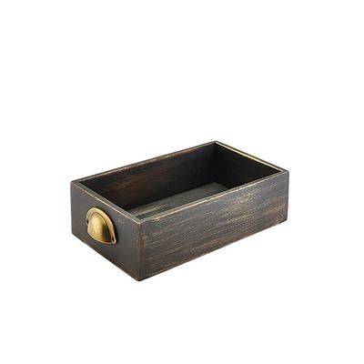 Steelite GWWDD-3218BK Display Drawers GN 1/3 with Vintage Brass Handle - Acacia Wood, Black Wash