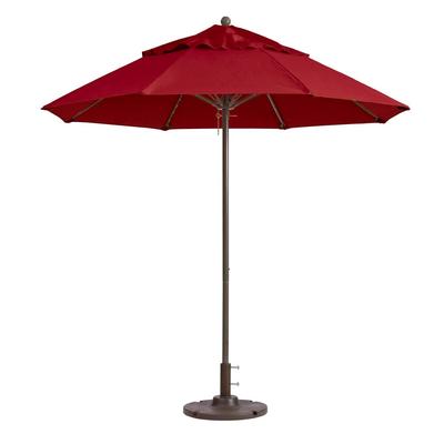 Grosfillex 98818231 9 ft Round Top Windmaster Umbrella - Terra Cotta Fabric, Aluminum Pole, 9' Diameter, Red