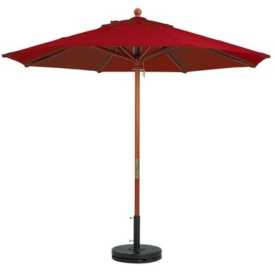 Grosfillex 98948231 7 ft Round Top Market Umbrella - Terra Cotta Fabric, Wooden Pole, 1-1/2