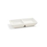 Front of the House DSD021BEP23 Rectangular Catalyst Dish w/ (2) 1 oz Compartments - Porcelain, White, White Porcelain
