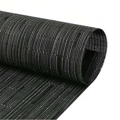 Front of the House XPM028BKV83 Rectangular Metroweave Woven Vinyl Placemat - 16" x 12", Black