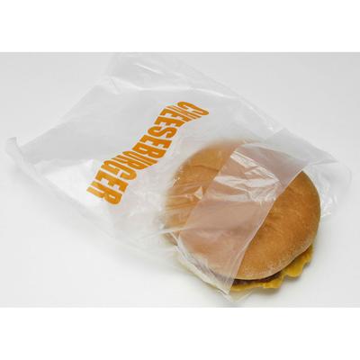 LK Packaging DP657CHB Printed Cheeseburger Bag - 7" x 6 1/2", Poly, Polyethylene, Clear