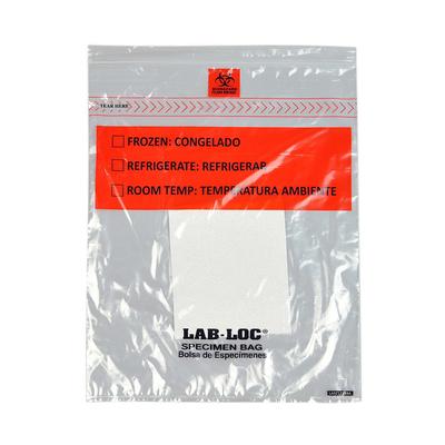 LK Packaging LABZ1215BA Lab-Loc Specimen Bags w/ Removable Biohazard Symbol & Pad - 12" x 15", Polyethylene, Clear, 1.75 mil