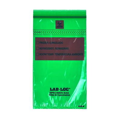 LK Packaging LABZ69GR Lab-Loc Specimen Bags w/ Removable Biohazard Symbol - 6" x 9", Polyethylene, Green, 1.75 mil