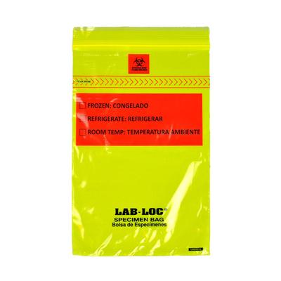 LK Packaging LABZ69YE Lab-Loc Specimen Bags w/ Removable Biohazard Symbol - 6" x 9", Polyethylene, Yellow, 1.75 mil