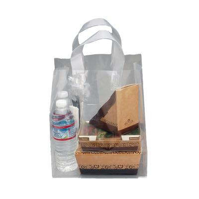 LK Packaging TO96116 Fast Take Poly Take Out Bag w/ Handles - 9 3/4" x 6 1/4" x 11 1/2", Clear, 3 mil