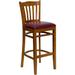 Flash Furniture XU-DGW0008BARVRT-CHY-BURV-GG Commercial Bar Stool w/ Vertical Slat Back & Burgundy Vinyl Seat, Cherry