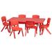 Flash Furniture YU-YCX-0013-2-RECT-TBL-RED-E-GG Rectangular Preschool Activity Table & (6) Chair Set - 48"L x 24"W, Plastic Top, Red