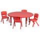 Flash Furniture YU-YCX-0053-2-ROUND-TBL-RED-E-GG 45" Round Preschool Activity Table & (4) Chair Set - Plastic Top, Red