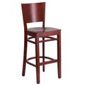 Flash Furniture XU-DG-W0094BAR-MAH-MAH-GG Lacey Commercial Bar Stool w/ Solid Back & Wood Seat, Mahogany