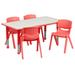 Flash Furniture YU-YCY-060-0034-RECT-TBL-RED-GG Preschool Activity Table & (4) Chair Set - 47 1/4"L x 23 5/8"W, Plastic Top, Red/Gray