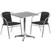 Flash Furniture TLH-ALUM-24SQ-020BKCHR2-GG 23 1/2" Square Patio Table & (2) Black Rattan Arm Chair Set - Stainless Top, Aluminum Base