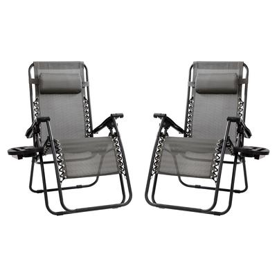 Flash Furniture 2-GM-103122SS-GR-GG Reclining Lounge Chair - Gray Mesh w/ Black Steel Frame
