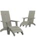 Flash Furniture 2-JJ-C14509-14309-GY-GG Sawyer Outdoor Adirondack Chair w/ Foot Rest - Resin, Gray