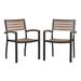 Flash Furniture 2-XU-DG-HW6006-GG Outdoor Stackable Side Chair - Brown Faux Wood w/ Black Aluminum Frame