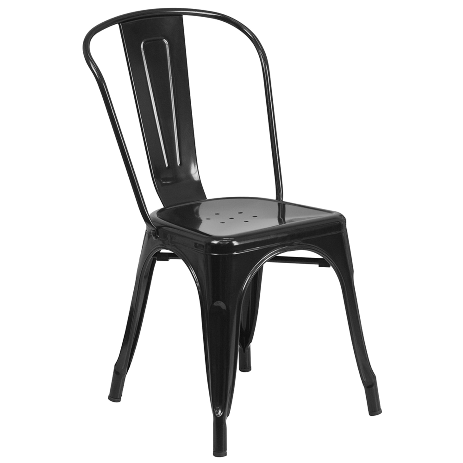 Flash Furniture CH-31230-BK-GG Stacking Side Chair w/ Vertical Slat Back - Steel, Black