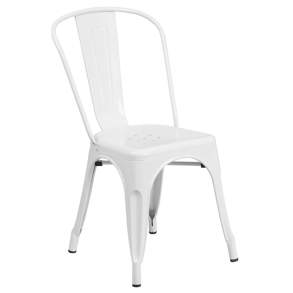 Flash Furniture CH-31230-WH-GG Stacking Side Chair w/ Vertical Slat Back - Steel, White