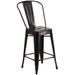 Flash Furniture CH-31320-24GB-BQ-GG Contemporary Counter Height Commercial Bar Stool w/ Curved Back & Metal Seat, Black Antique Gold