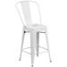 Flash Furniture CH-31320-24GB-WH-GG Contemporary Counter Height Commercial Bar Stool w/ Curved Back & Metal Seat, White