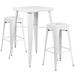 Flash Furniture CH-31330B-2-30SQ-WH-GG 27 3/4" Square Bar Height Table w/ (2) Bar Stool Set - White Steel Top, Steel Base