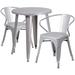 Flash Furniture CH-51080TH-2-18ARM-SIL-GG 24" Round Table & (2) Arm Chair Set - Metal, Silver