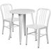 Flash Furniture CH-51080TH-2-18VRT-WH-GG 24" Round Table & (2) Chair Set - Metal, White