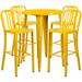 Flash Furniture CH-51090BH-4-30VRT-YL-GG 30" Square Bar Height Table w/ (4) Bar Stool Set - Yellow Steel Top, Steel Base