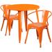 Flash Furniture CH-51090TH-2-18ARM-OR-GG 30" Round Table & (2) Arm Chair Set - Metal, Orange