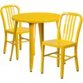 Flash Furniture CH-51090TH-2-18VRT-YL-GG 30" Round Table & (2) Chair Set - Metal, Yellow
