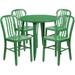 Flash Furniture CH-51090TH-4-18VRT-GN-GG 30" Round Table & (4) Chair Set - Metal, Green