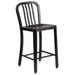 Flash Furniture CH-61200-24-BQ-GG Industrial Counter Height Commercial Bar Stool w/ Vertical Slat Back & Metal Seat, Black Antique Gold