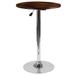 Flash Furniture CH-9-GG 23 1/2" Round Bar Height Table - Walnut Wood Swivel Top, Chrome Base