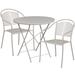 Flash Furniture CO-30RDF-03CHR2-SIL-GG 30" Round Folding Patio Table & (2) Round Back Arm Chair Set - Steel, Light Gray