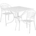 Flash Furniture CO-35SQ-03CHR2-WH-GG 35 1/4" Square Patio Table & (2) Round Back Arm Chair Set - Steel, White