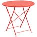 Flash Furniture CO-4-RED-GG 30" Round Folding Patio Table w/ Rain Flower Design Top - Steel, Coral