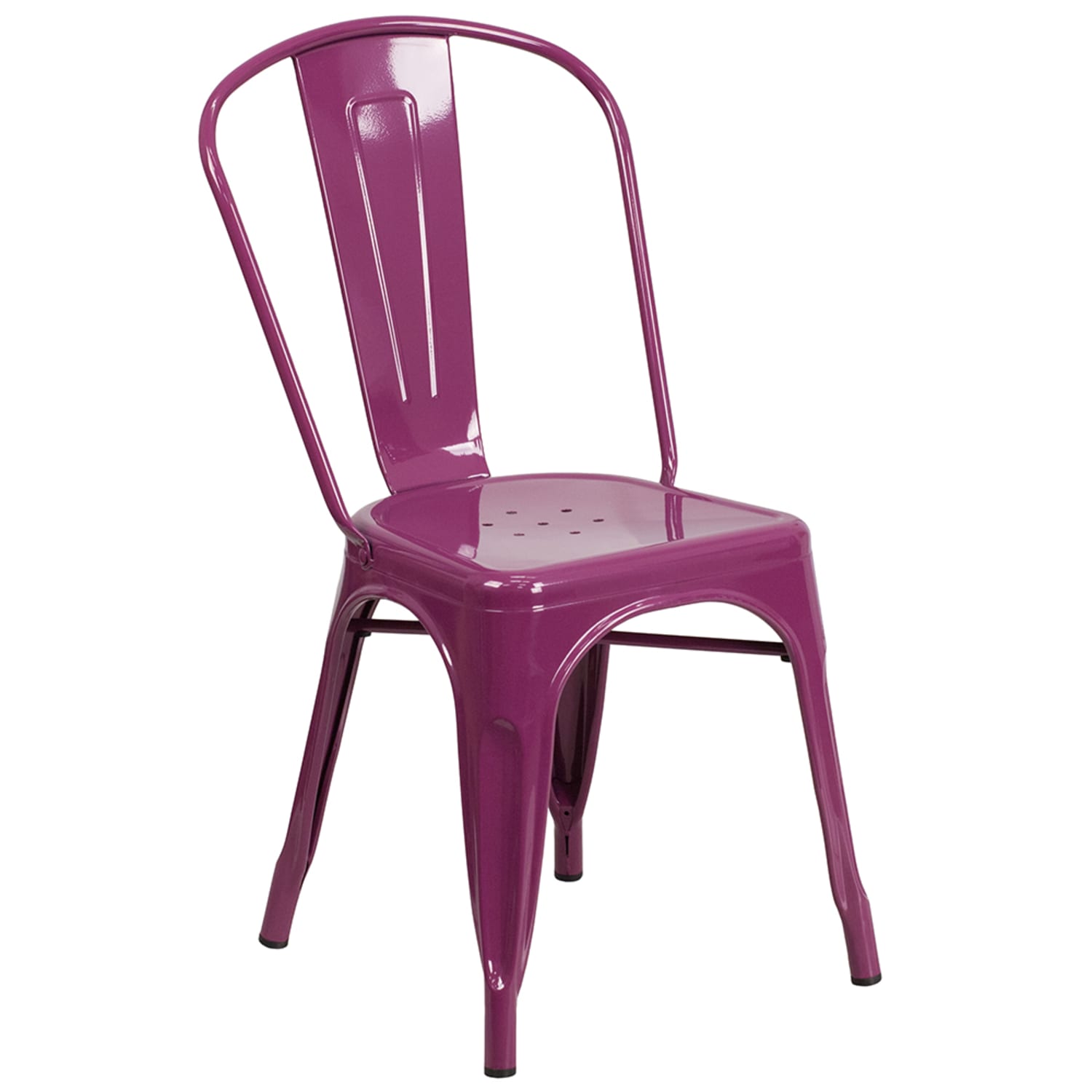 Flash Furniture ET-3534-PUR-GG Stacking Chair w/ Vertical Slat Back - Metal, Purple, Indoor/Outdoor