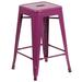 Flash Furniture ET-BT3503-24-PUR-GG Industrial Counter Height Backless Commercial Bar Stool w/ Metal Seat, Purple